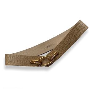 VINTAGE Anne Klein for Calderon Alligator Embossed Leather Contoured Belt Sz L